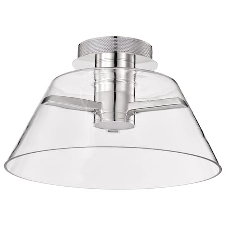 Nuvo Edmond, 17 Inch LED Semi Flush, Polished Nickel with Clear Glass 62/2054
